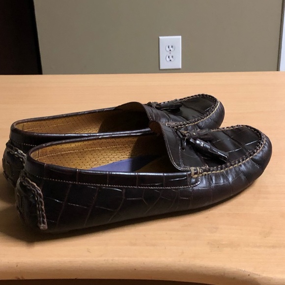 Joseph Bruce Brown Leather Croc Moccasins 10 - Picture 4 of 8